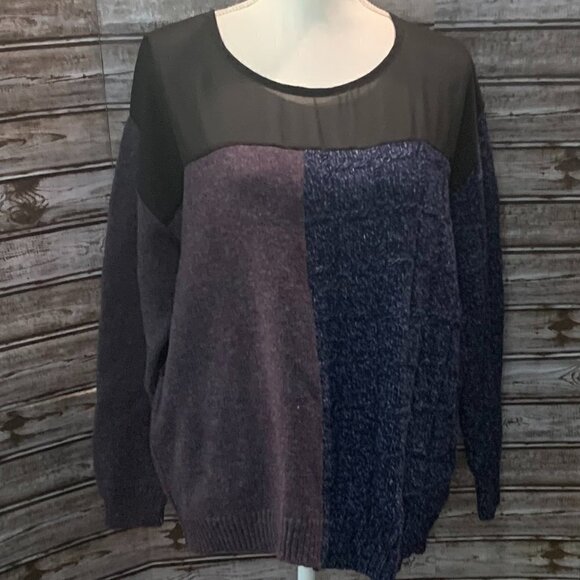 URBAN RENEWAL Color Block Wool Sweater with Sheer Inserts - Picture 2 of 4